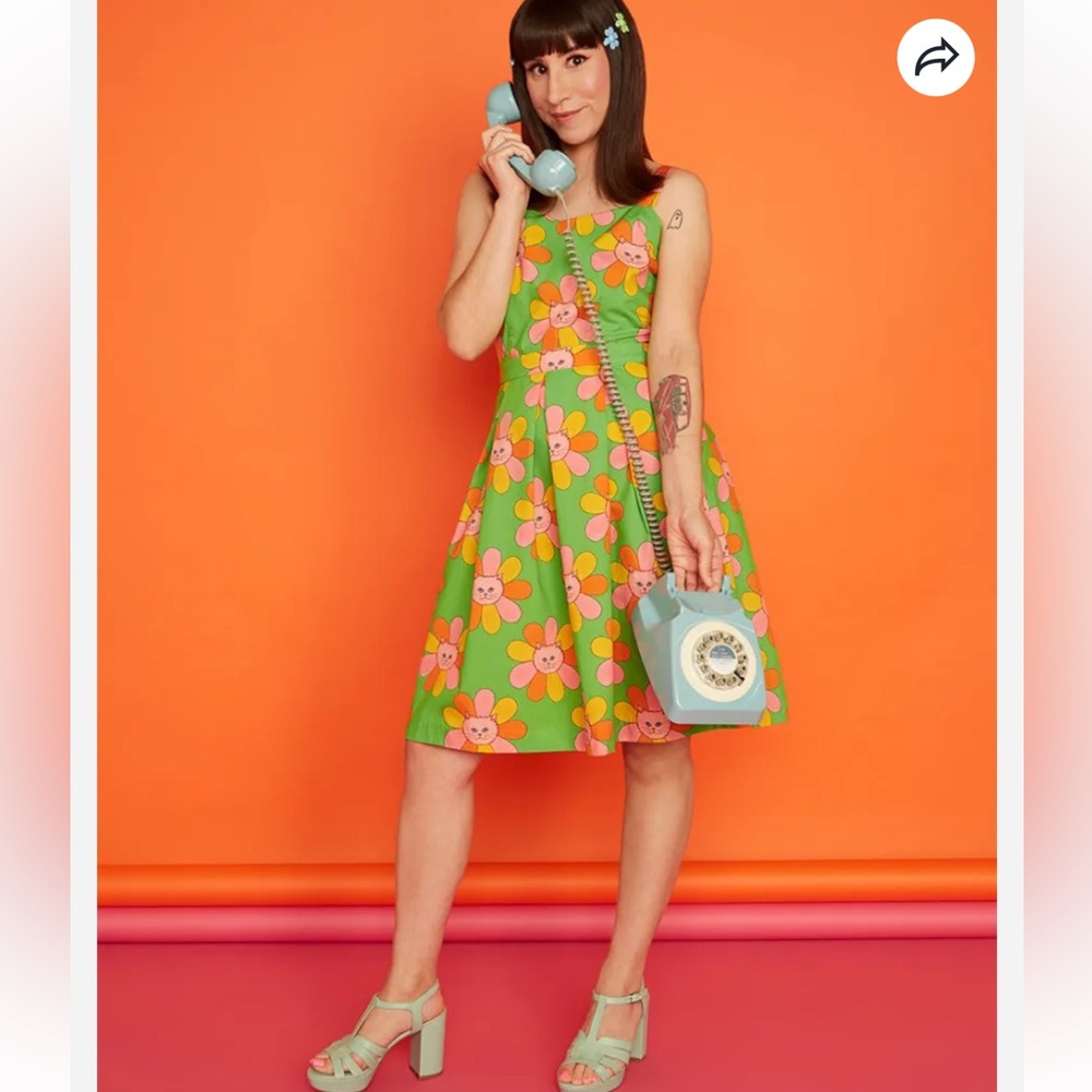 **SOLD*** ModCloth Kitty Daisy Fit and Flare Dress